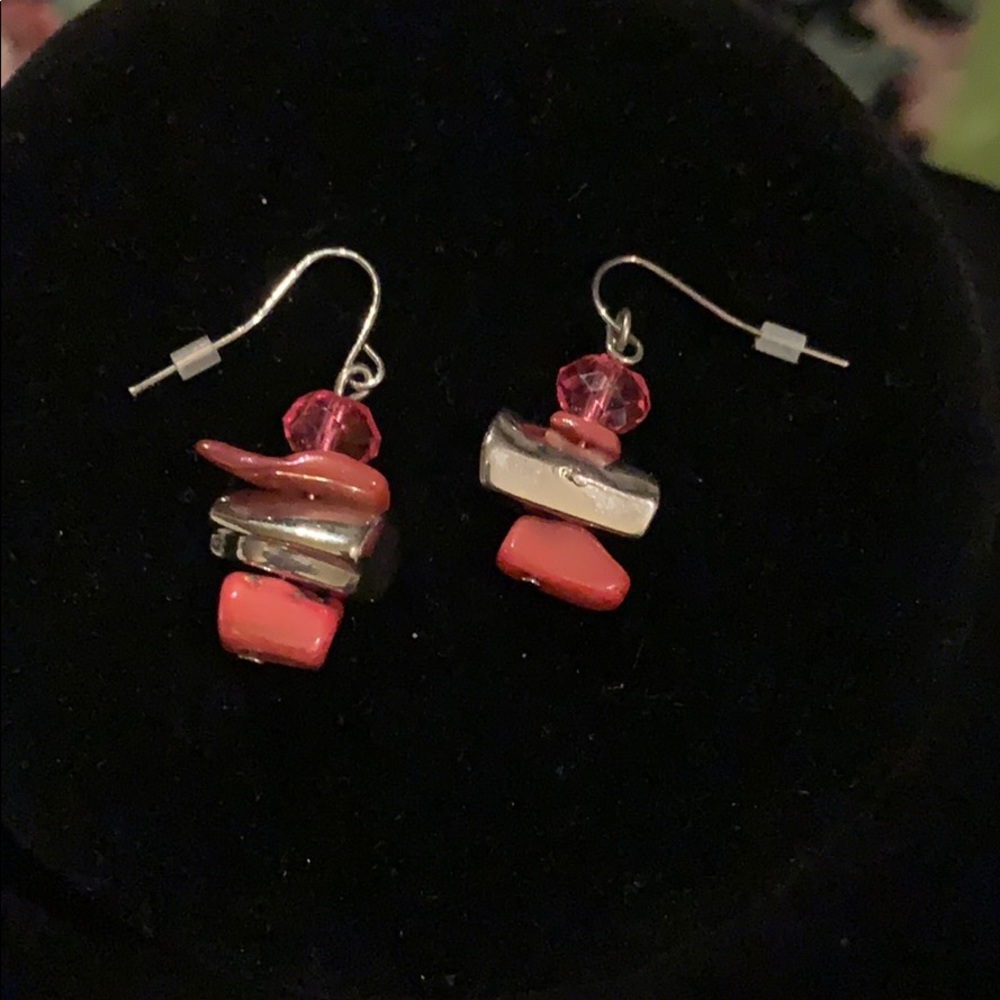 Pink and silver earrings